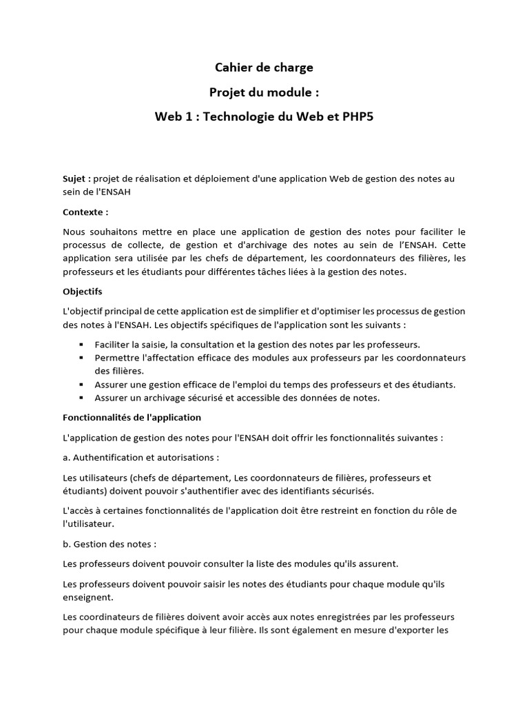 Application de gestion des notes ENSAH | PDF | Application | Internet