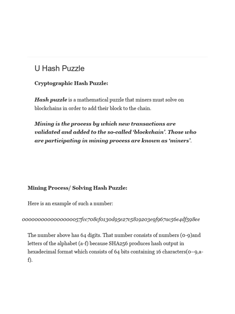 Understanding Bitcoin Hash Puzzles | PDF | Cryptocurrency | Bitcoin