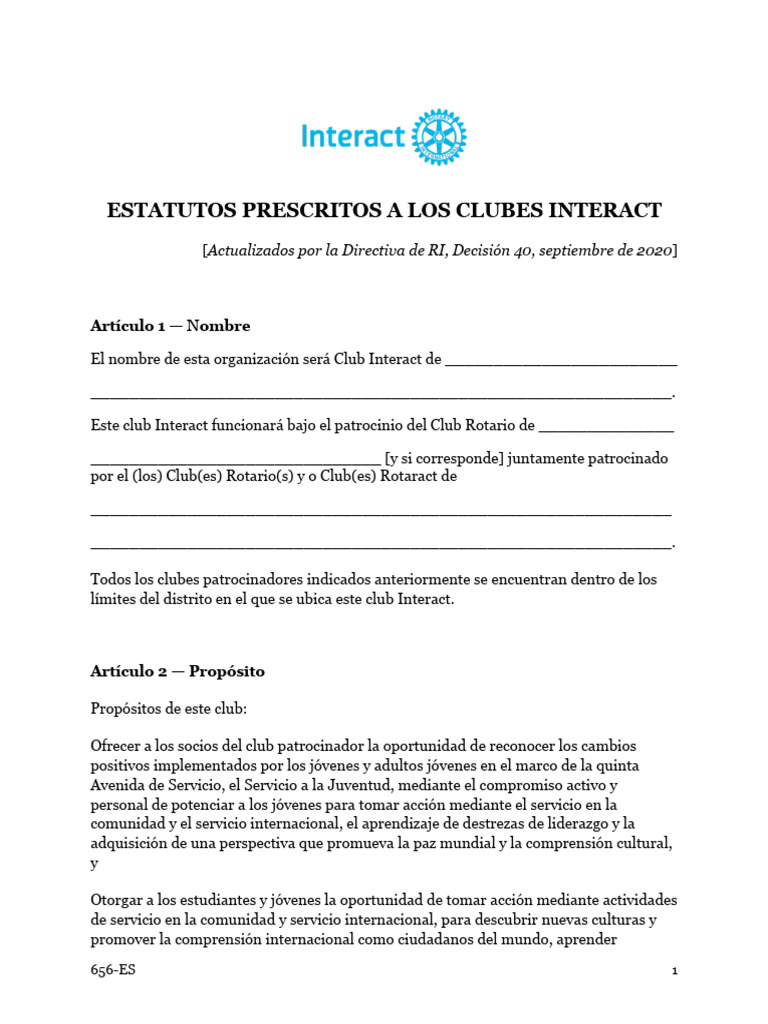 656 Interact Club Standard Constitution Es | PDF