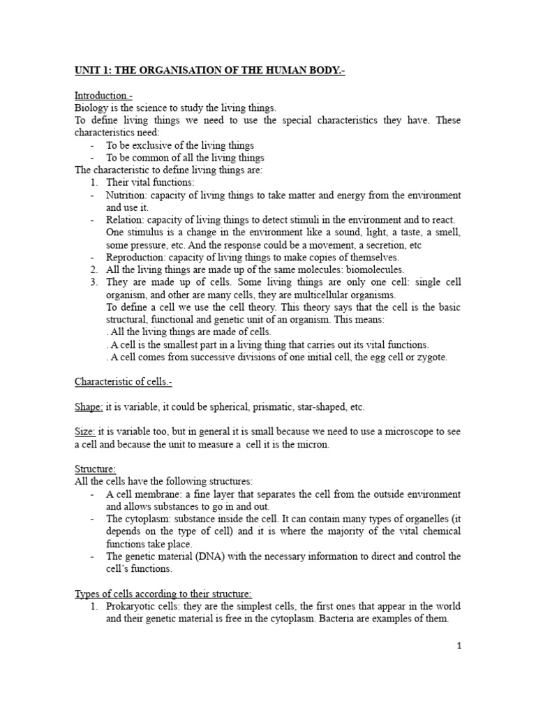 Human Body Organization Overview | PDF | Cell (Biology) | Tissue (Biology)