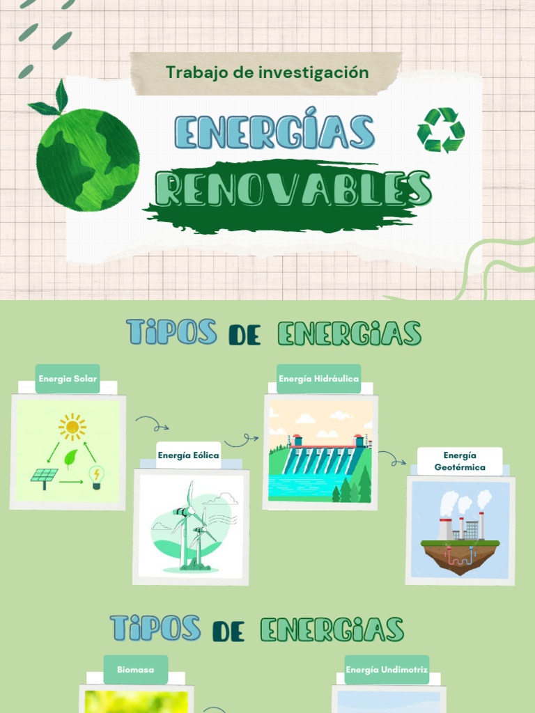 Tipos y Ventajas de Energías Renovables | PDF | Energía renovable ...