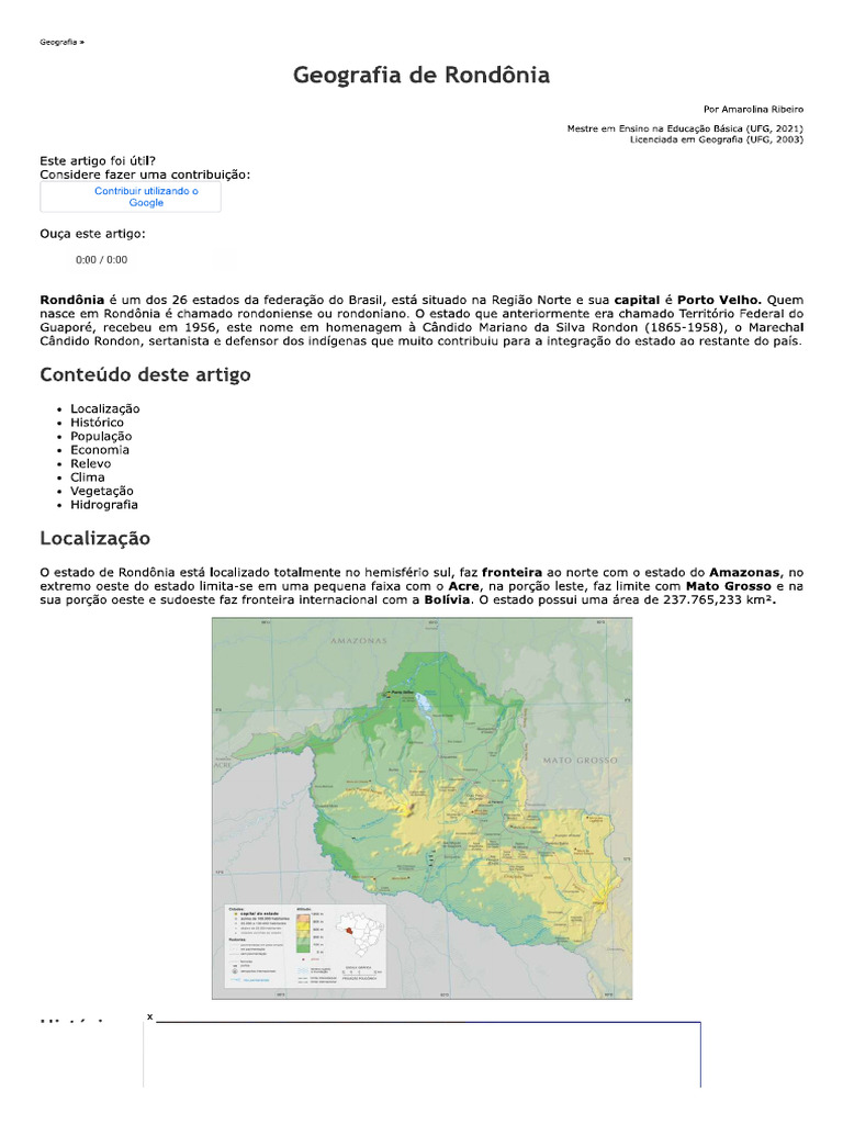 Geografia de Rondônia | PDF