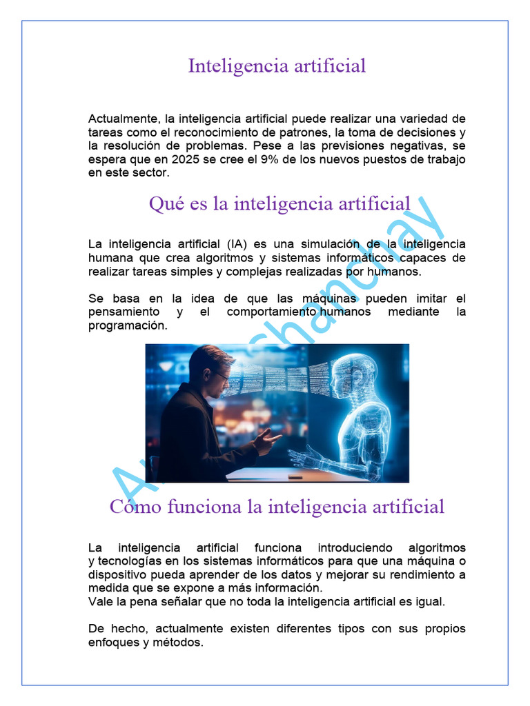 Importancia y Funcionamiento de la IA | PDF | Inteligencia artificial ...