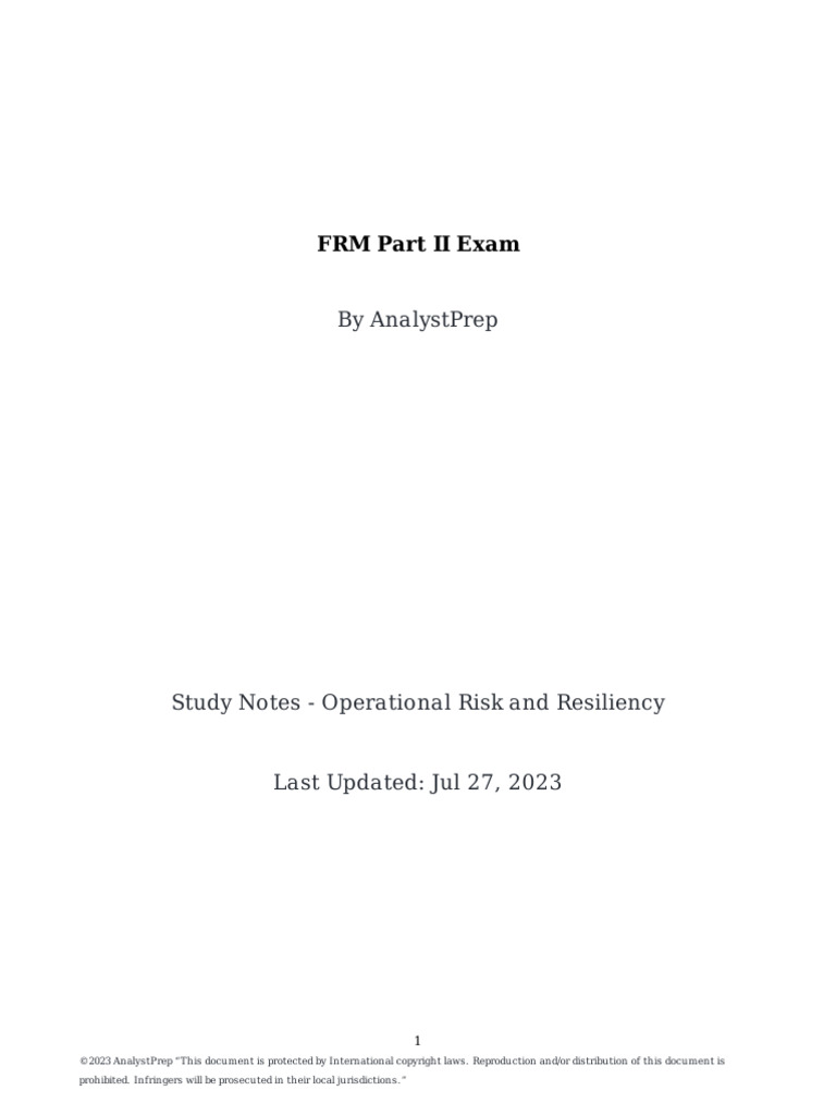 CH 7 Operational Risk and Resiliency NE2AJ1ZNTD | PDF | Operational ...