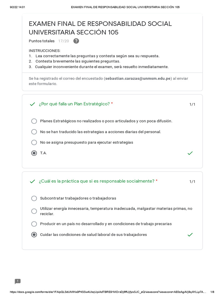 Examen Final de RSE: Estrategias y Prácticas | PDF | Responsabilidad ...