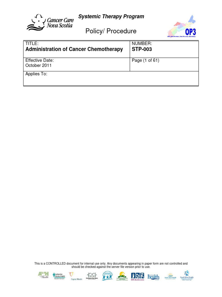 Safe Handling of Chemotherapy Agents | PDF | Intravenous Therapy ...
