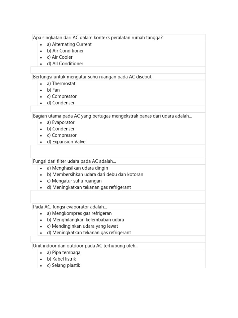 Singkatan dan Fungsi AC dalam Rumah Tangga | PDF