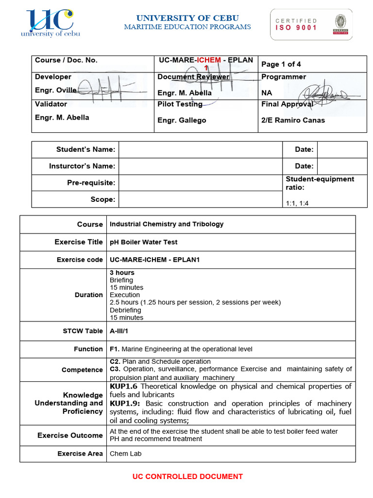 pH Testing for Boiler Water in Chemistry | PDF | Personal Protective ...