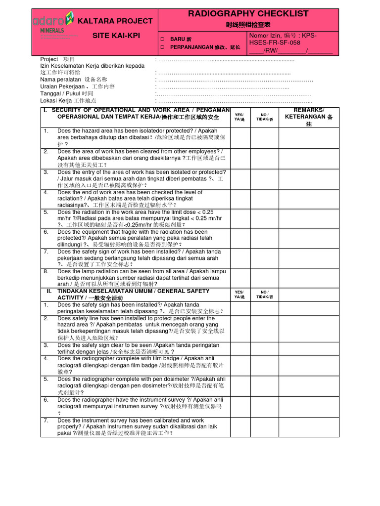 Kps hses fr sf 058 form radhiography checklist id chn pdf