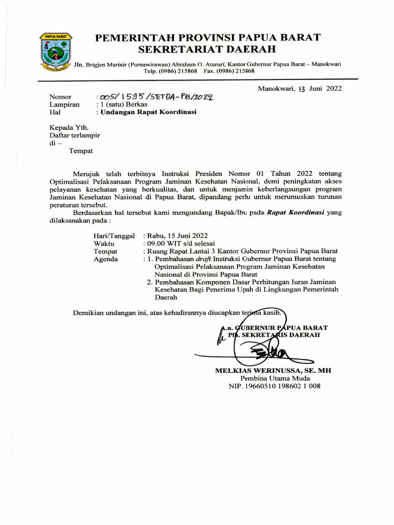 UNDANGAN RAPAT KOORDINASI | PDF