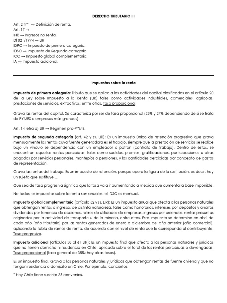Derecho Tributario III | PDF | Impuestos | Impuesto sobre la renta