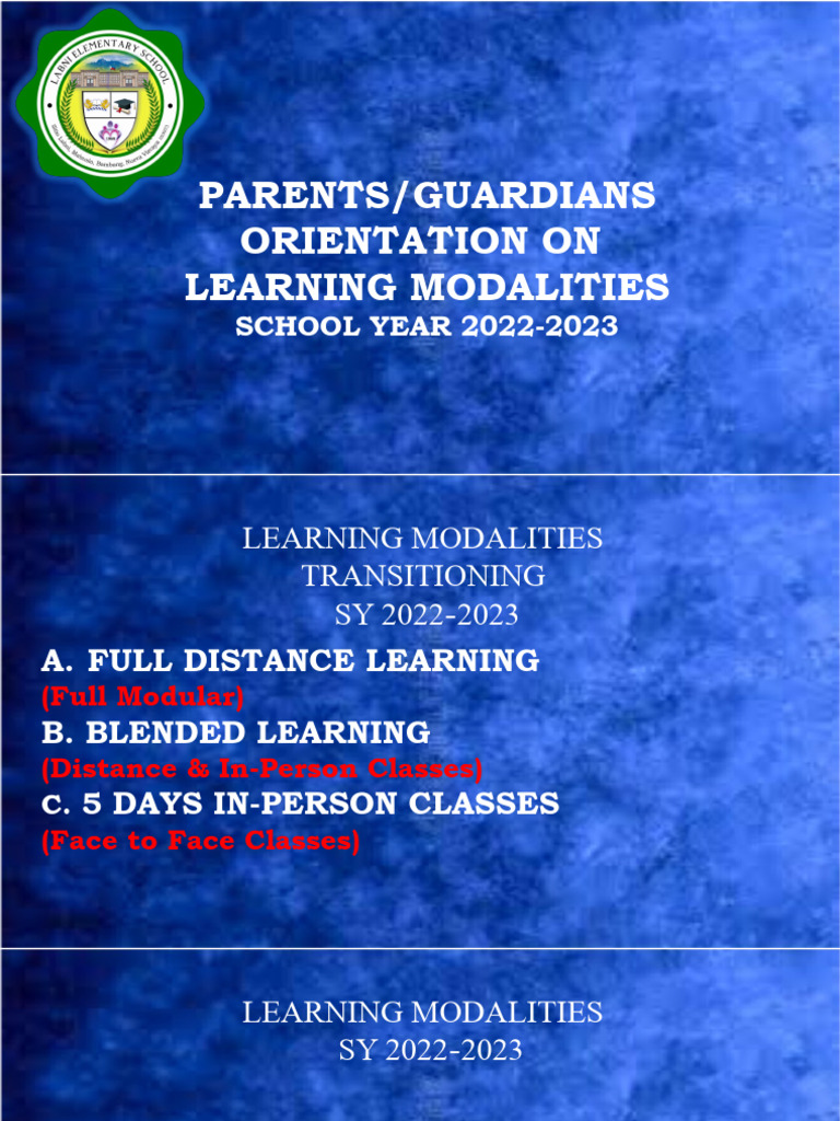 2022-2023 Learning Modalities Guide | PDF