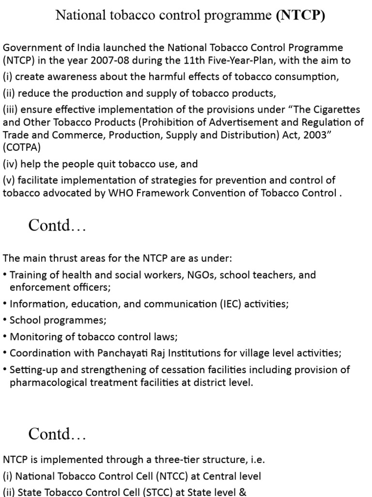 National Tobacco Control Programme Overview
