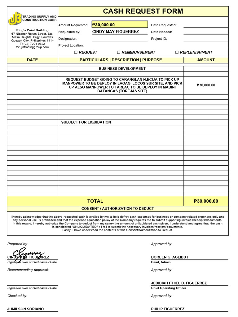 Cash Request and Expense Report | PDF | Receipt | Business