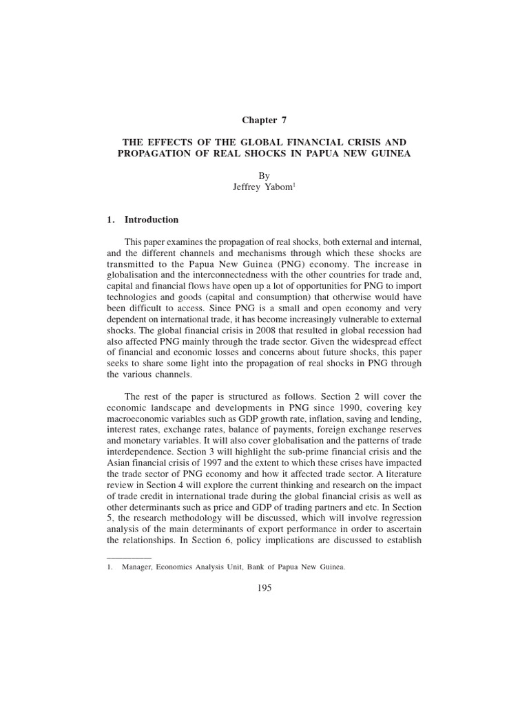The Real Sector Propagation of The Recent Global Financial Crisis in ...