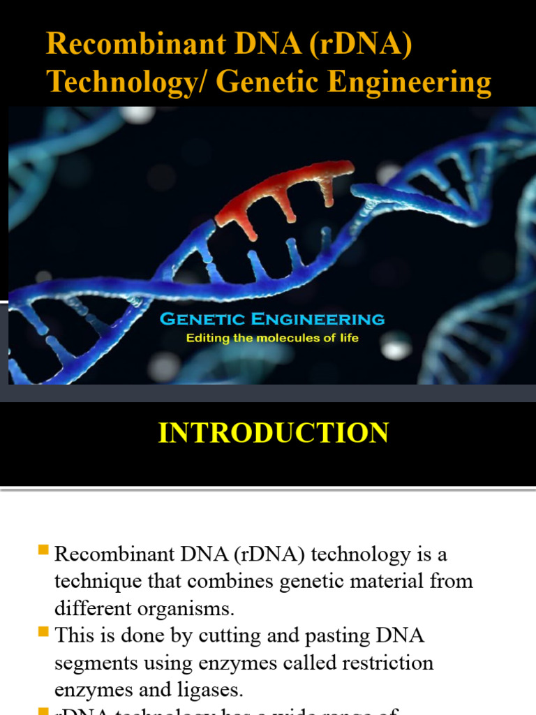 Overview of Recombinant DNA Technology | PDF