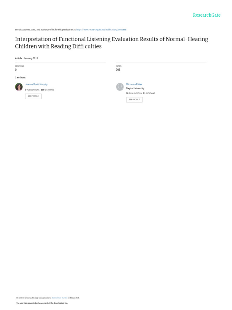 Functional Listening Evaluation in Children | PDF | Audiology | Hearing ...