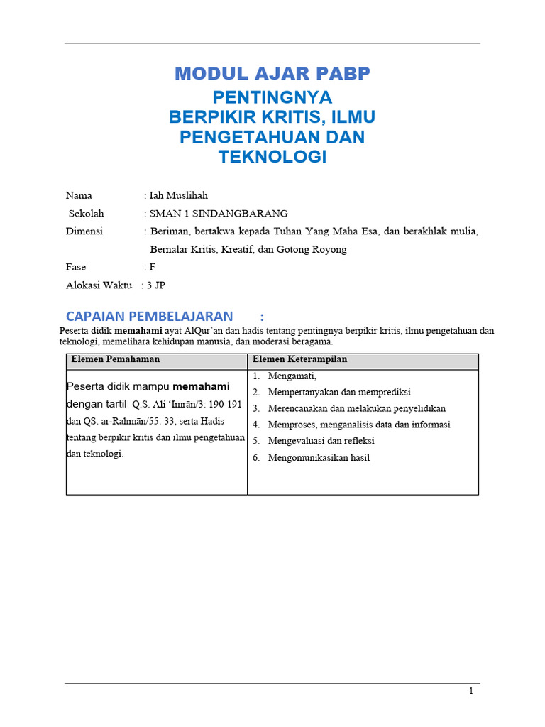 Modul Ajar Fisika: Pengukuran dan Kritis | PDF | Karier & Perkembangan