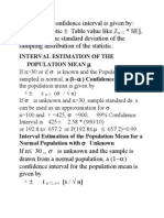 Interval Estimation of The Population Mean) Confidence Interval For