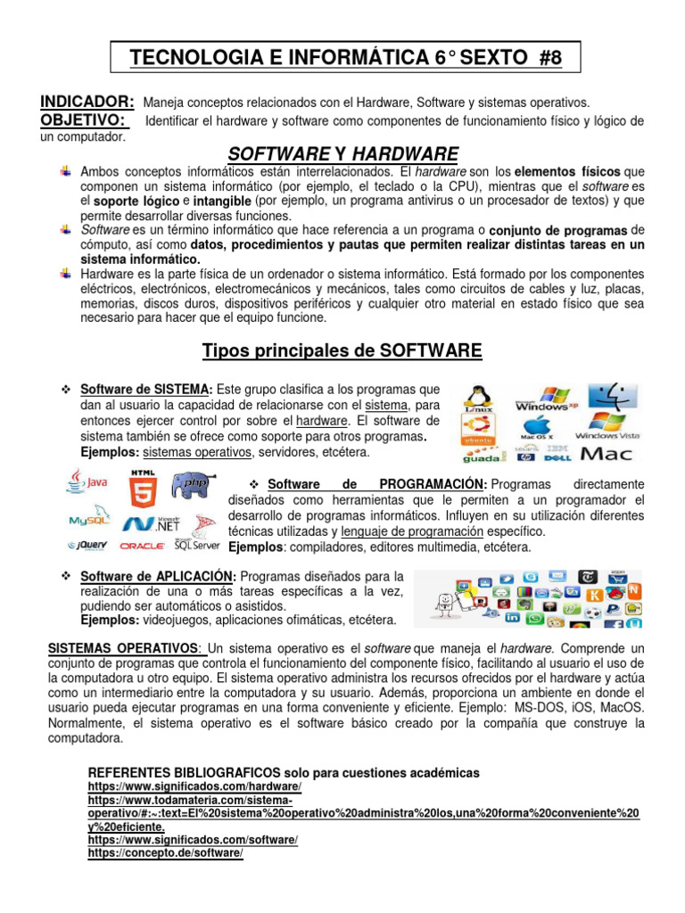 Hardware y Software en Informática | PDF | Hardware de la computadora ...