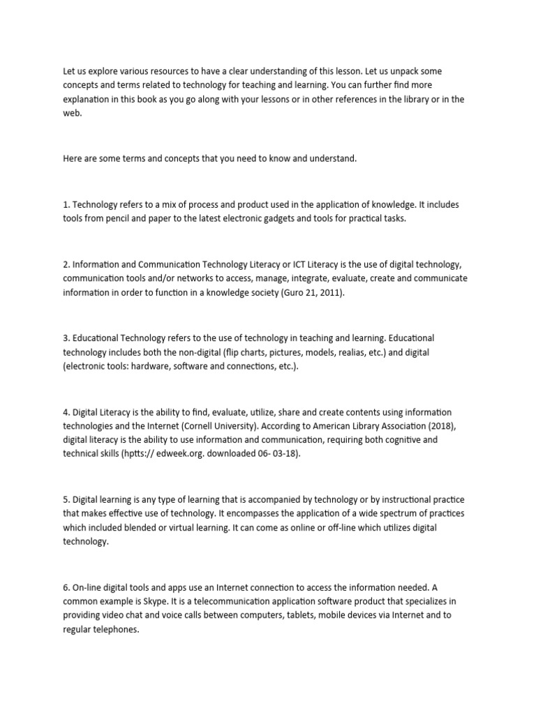 Key Technology Terms for Education | PDF | Educational Technology ...