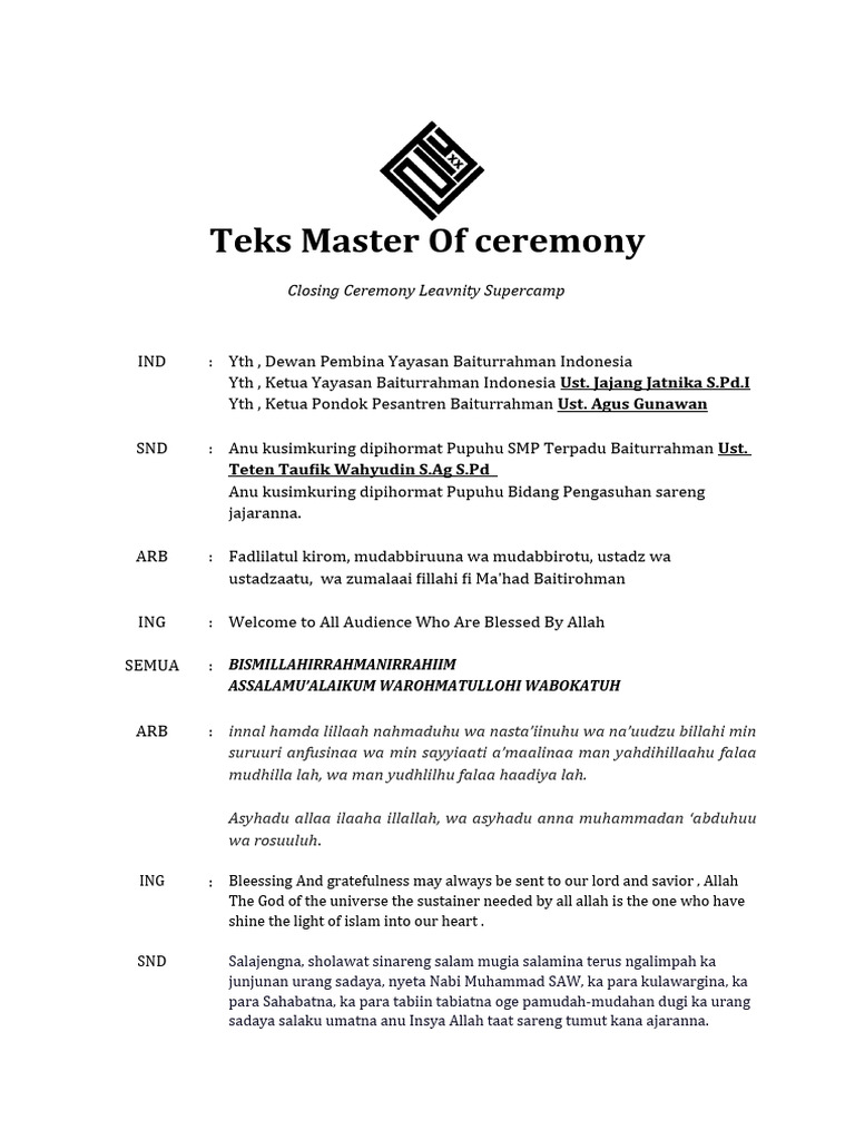 Teks Master Of ceremony | PDF