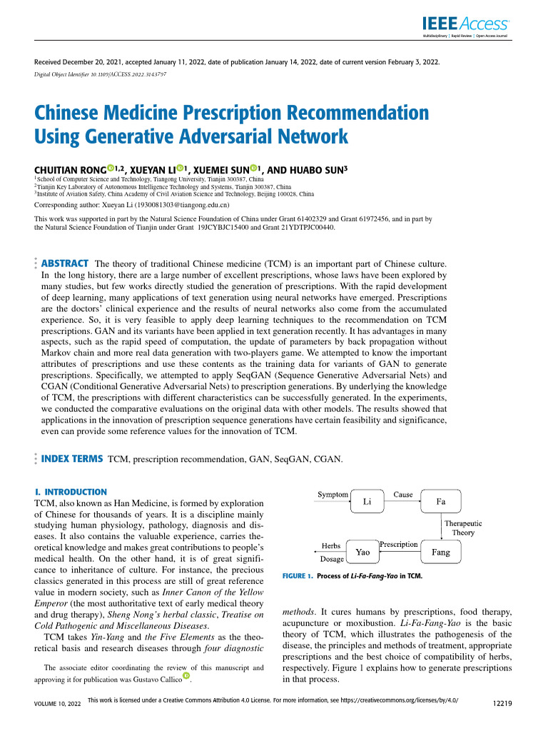 Chinese Medicine Prescription Recommendation Using Generative ...