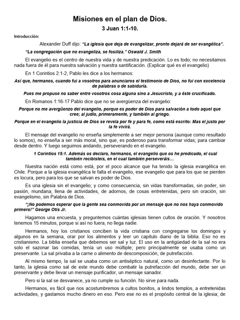 Misiones en el Plan de Dios | PDF | Juan el apóstol | Misionero