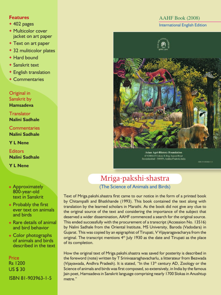 Mriga Pakshi Shastra: Ancient Zoology Text | PDF | Religion & Spirituality