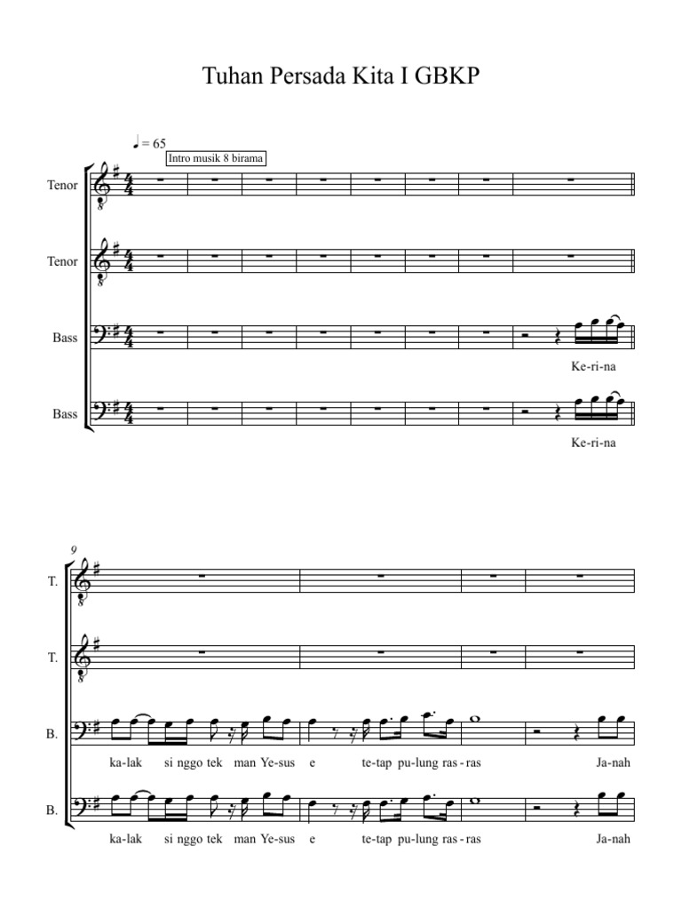 Tuhan persada kita i gbkp full score pdf