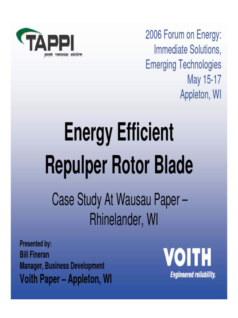Energy Efficient Repulper Rotor Case Study | PDF | Paper | Turbine