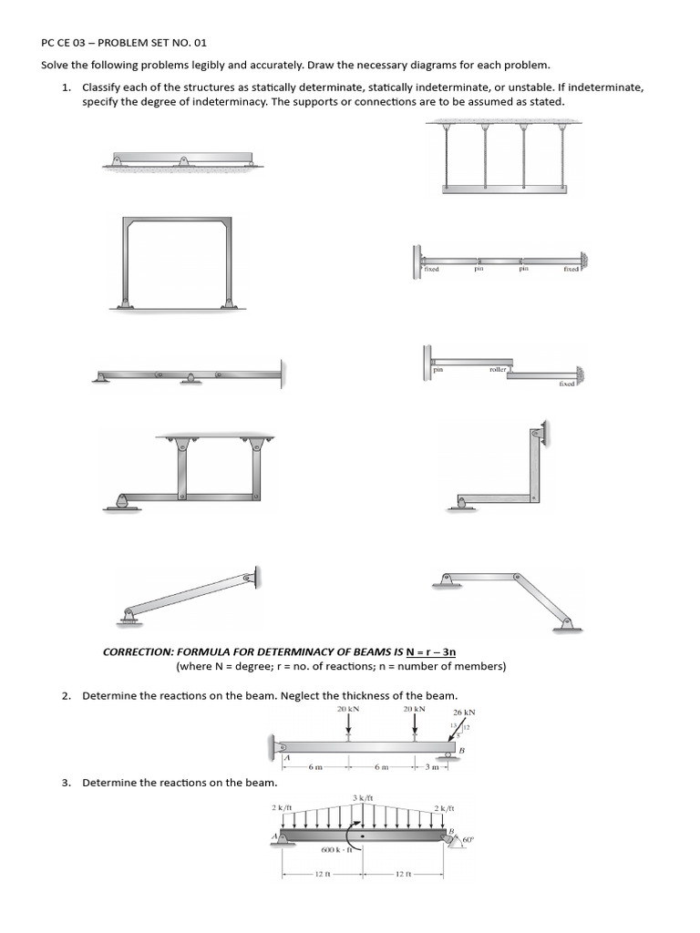 Structural Analysis Problem Set 01 | PDF