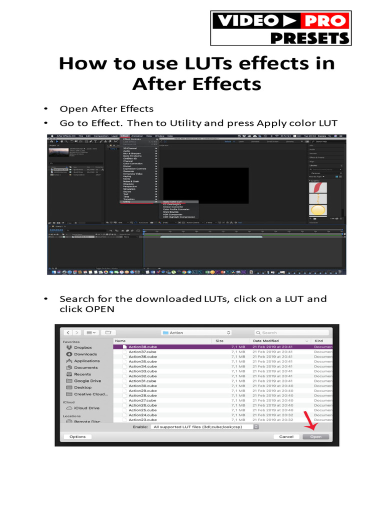 How to install LUTs effects on After Effects PDF