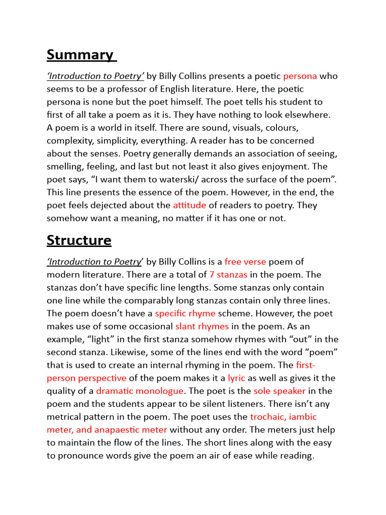 Introduction to poetry pdf poetry metre poetry 