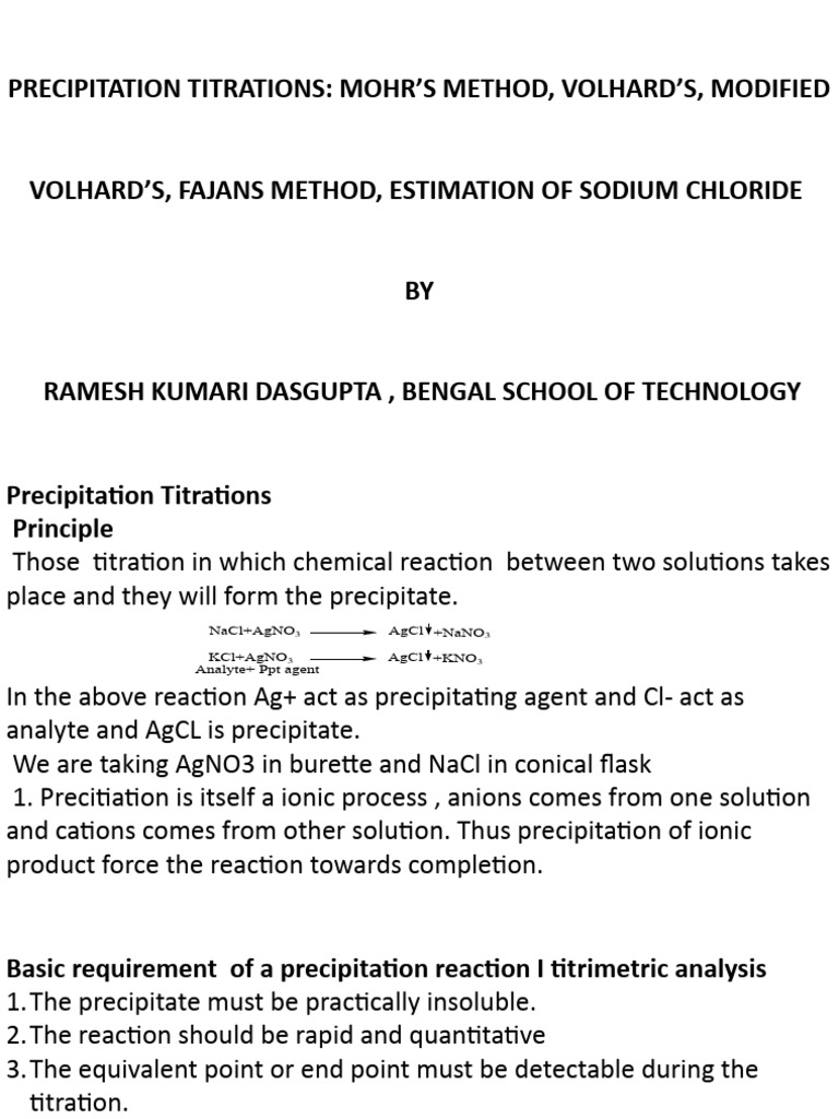 Precipitation Titration | PDF | Titration | Chemistry