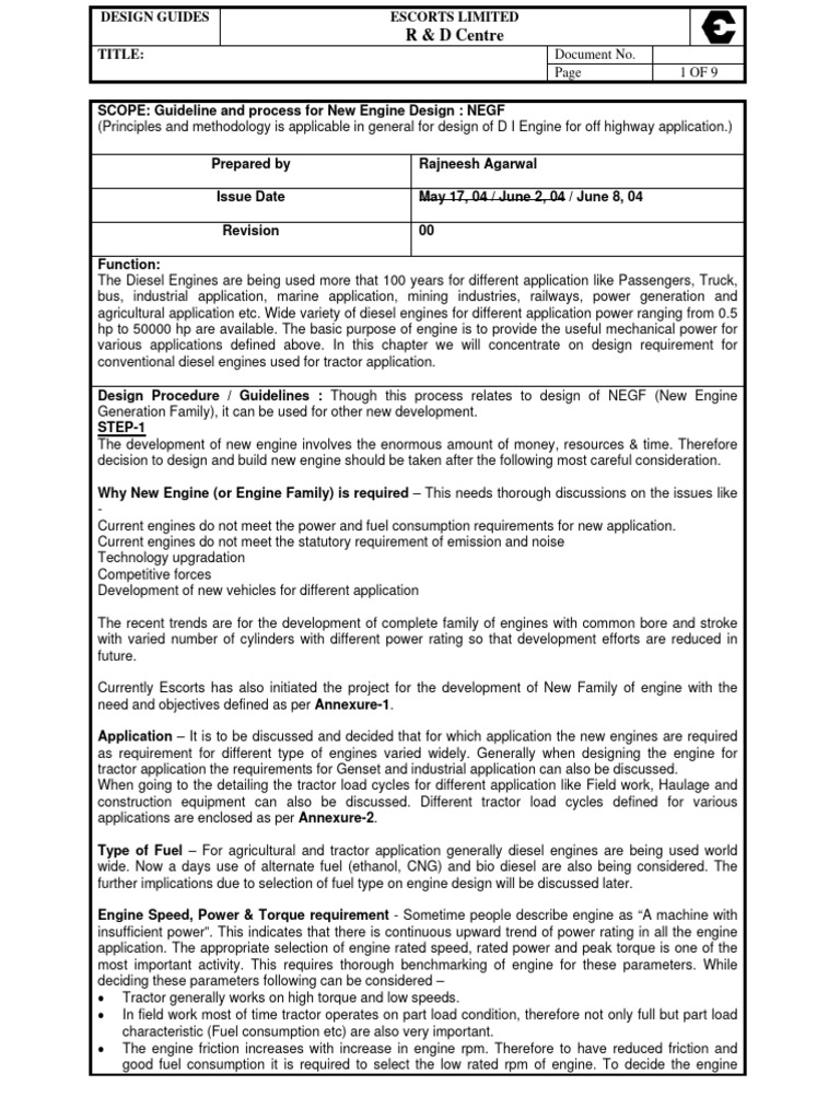 Engine Design Guidelines for Tractors | PDF | Engines | Diesel Engine