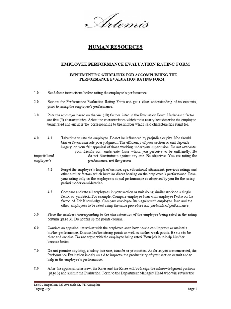 Performance Appraisal Guidelines Pdf