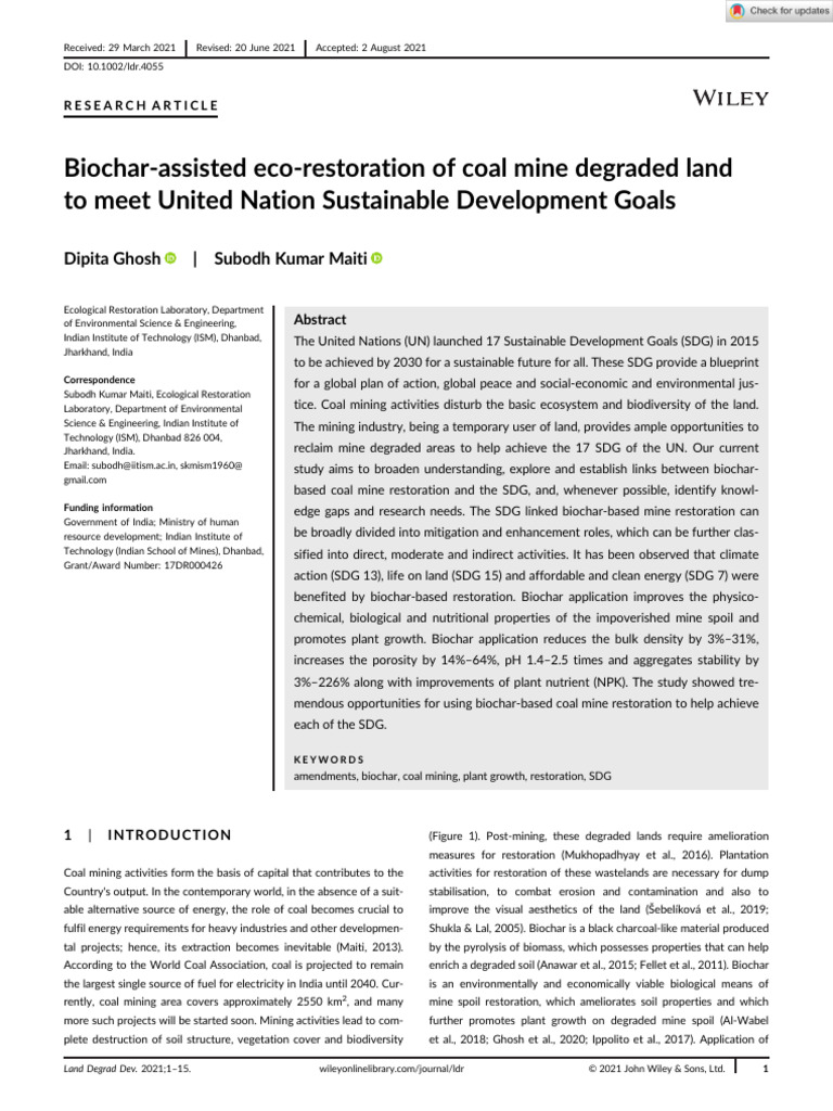 Biochar for Coal Mine Restoration | PDF | Climate Change Mitigation ...