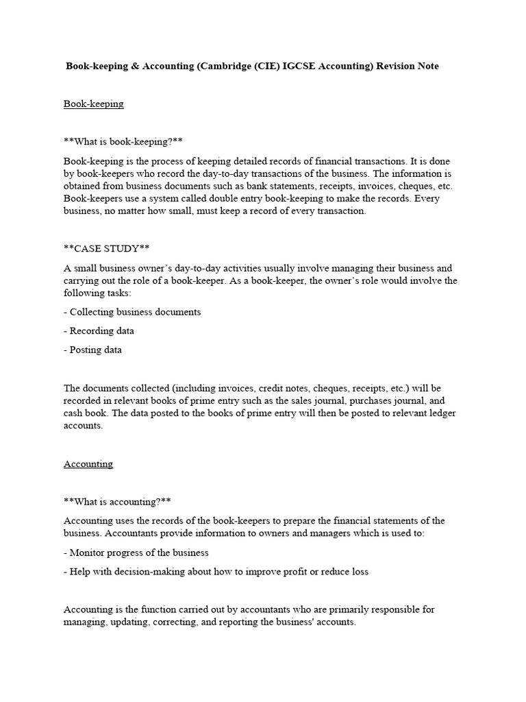 Accounting Book Keeping PDF Bookkeeping Accounting