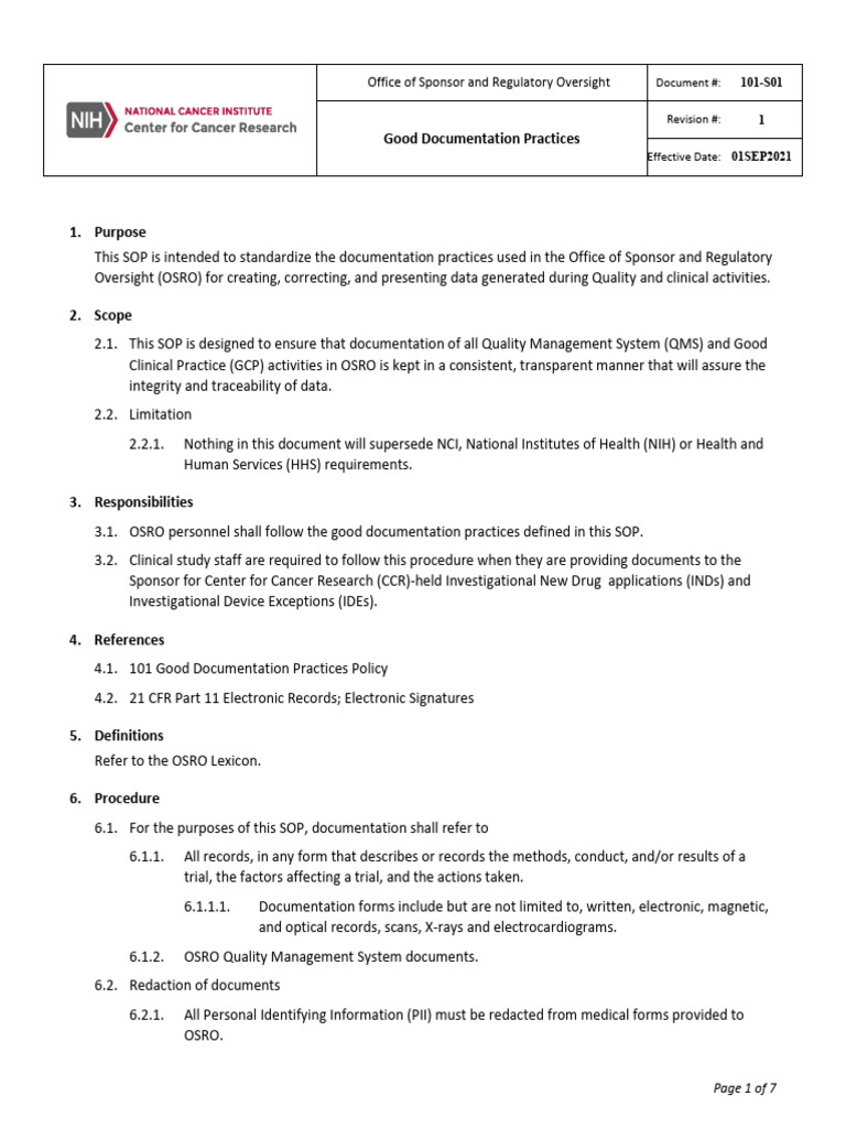 Good Documentation Practices SOP | PDF | Litre