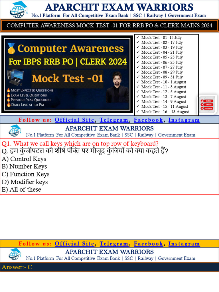 Aparchit Computer Mock Test - 01 | PDF | Optical Character Recognition ...