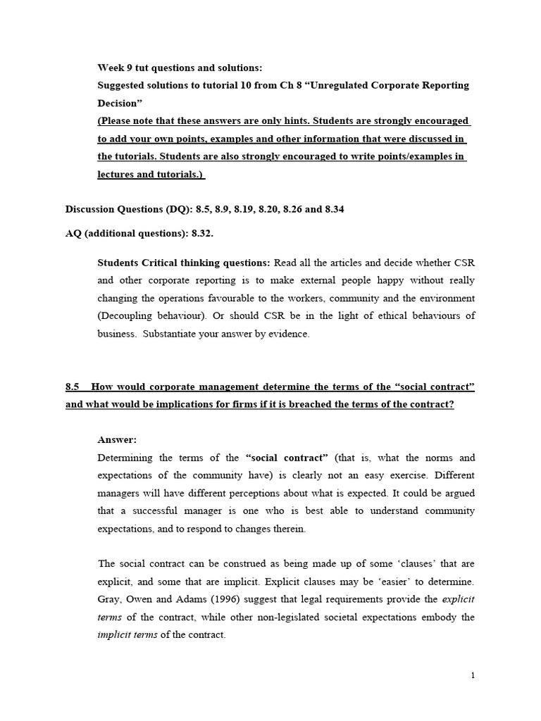 Week 9 Corporate Reporting Solutions | PDF | Stakeholder (Corporate ...