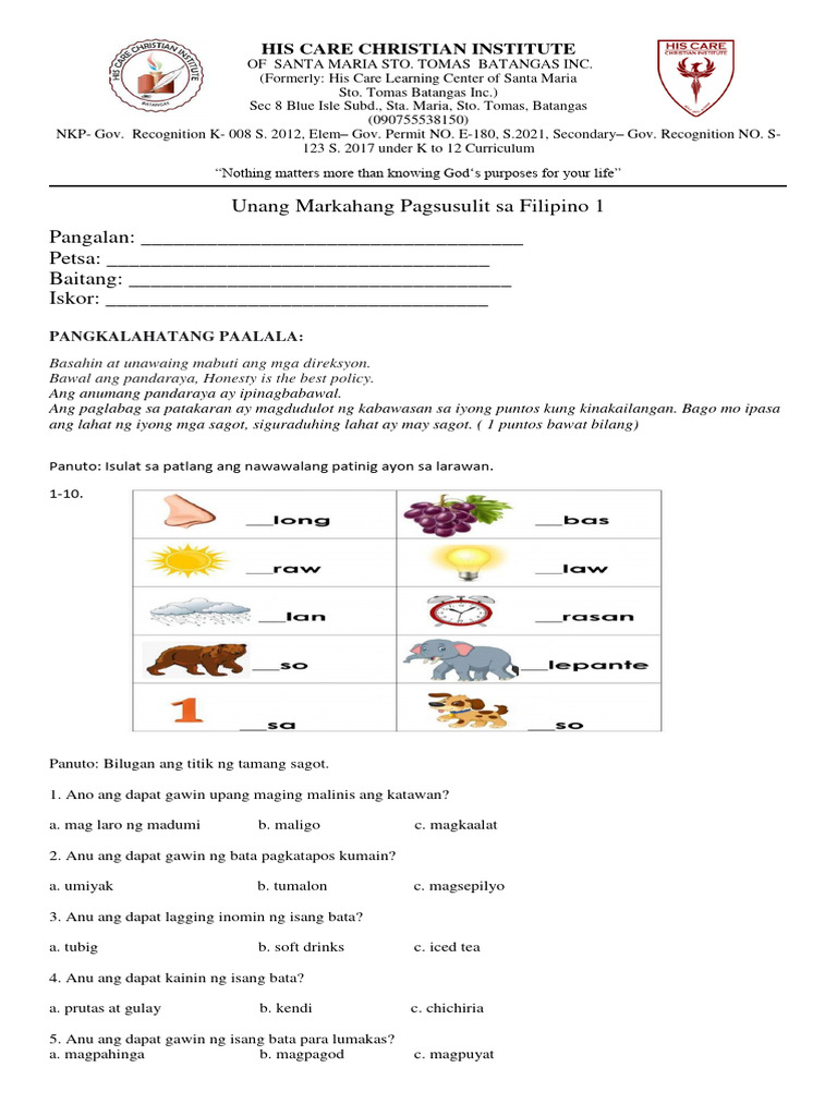 Grade 1 Filipino 10 Copies Pdf