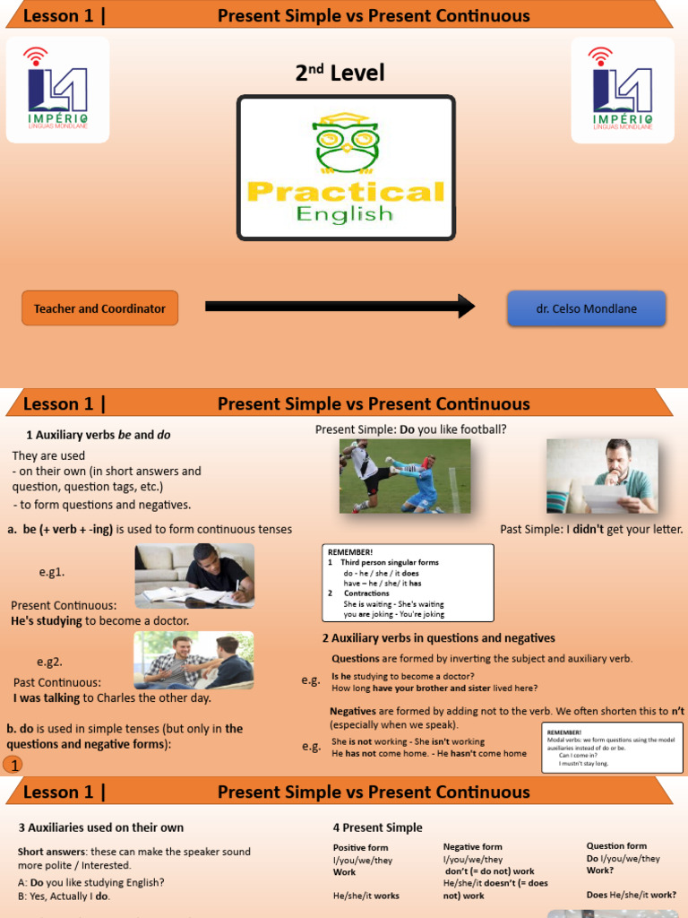 Lesson 1 2nd Level Elementary Grammar Pdf Question Linguistic