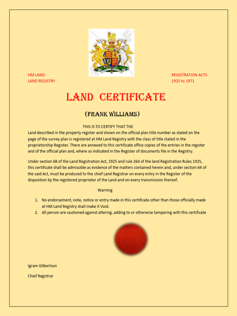 HM Land Certificate | PDF