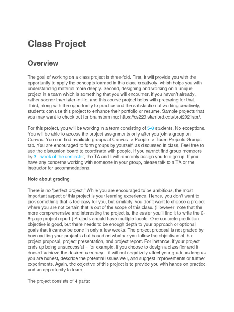 Class Project Guidelines and Assessment | PDF | Information | Methodology