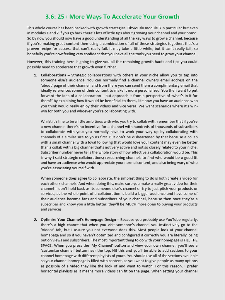 3 6 25 More Ways To Accelerate Your Growth Pdf You Tube Search