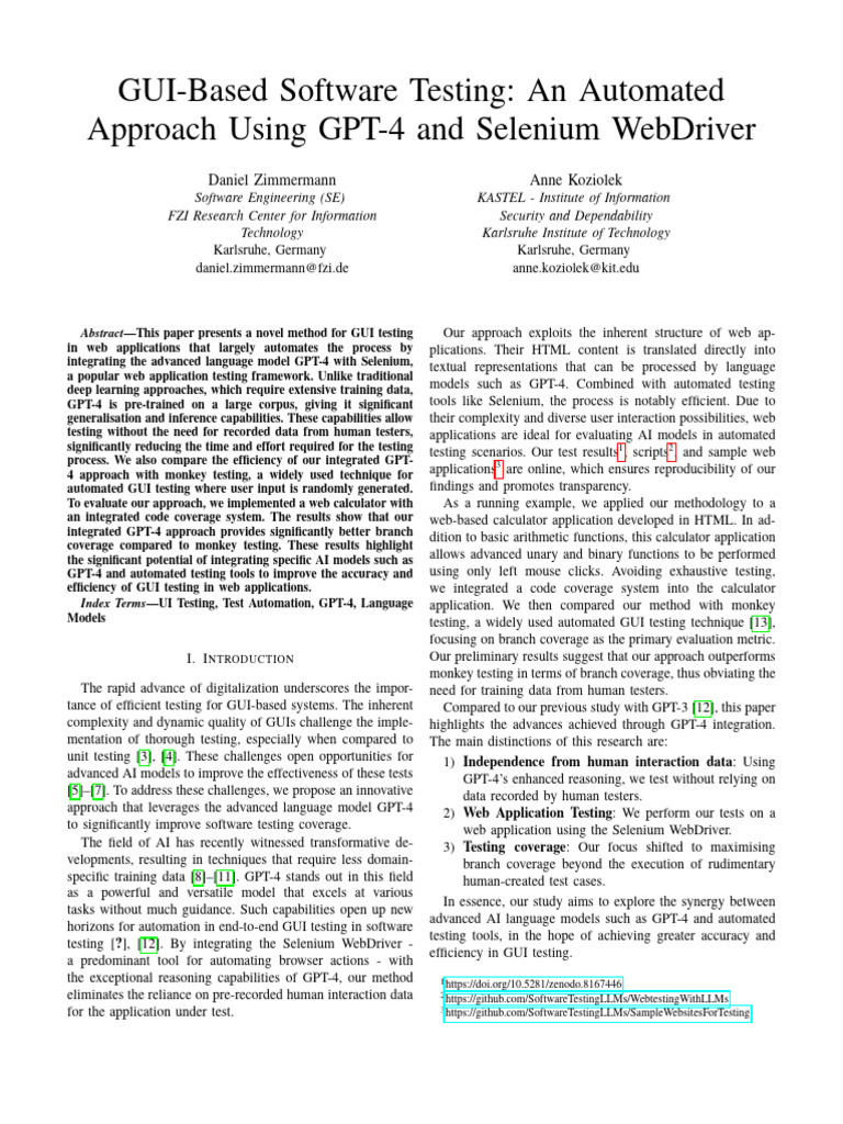Automating GUI Testing with GPT-4 | PDF | Software Testing | Selenium ...
