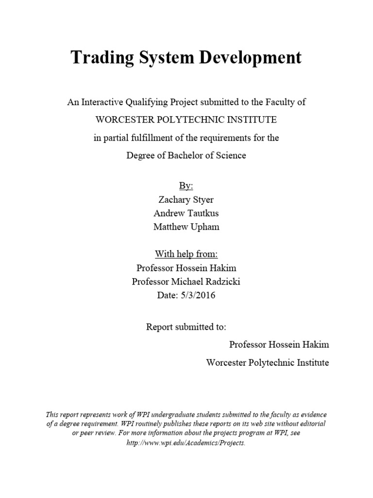 IQP - Trading System Development | PDF | Financial Markets | Margin ...