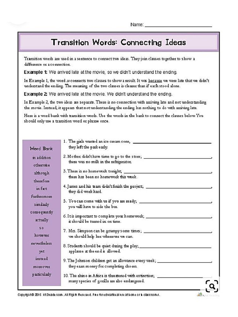 TRANSITION WORDS | PDF